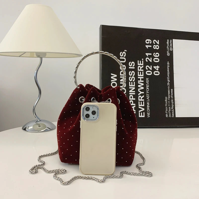 Corduroy handbag with chain strap