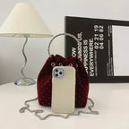 Corduroy handbag with chain strap