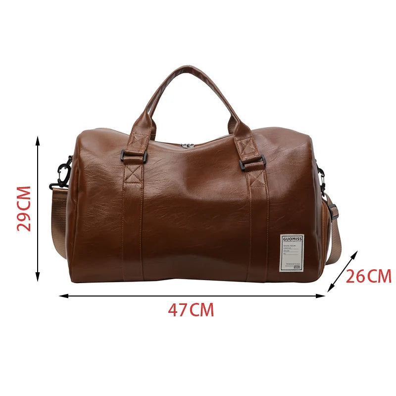 Retro-style leather weekender duffle bag
