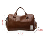 Retro-style leather weekender duffle bag