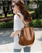 Soft leather backpack for women