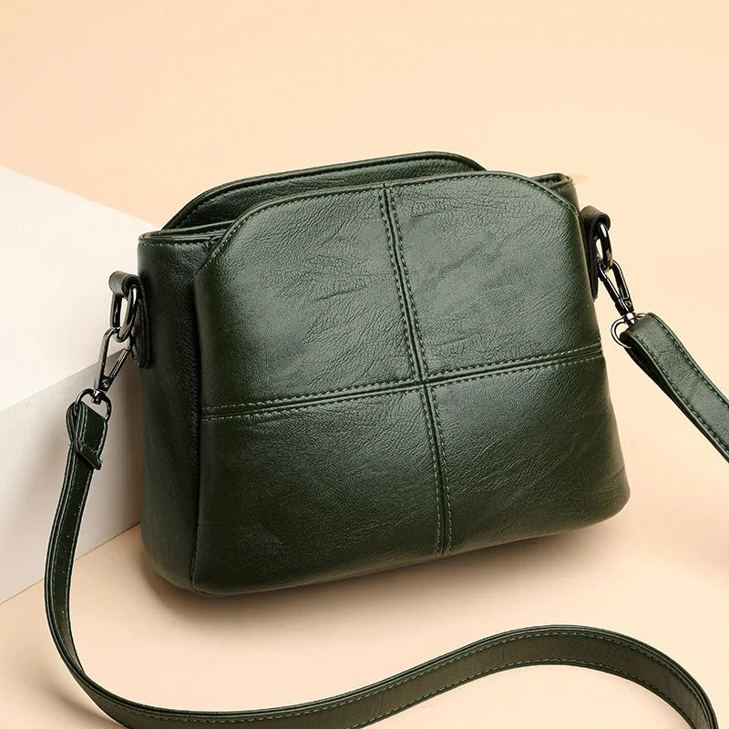 Square leather shoulder purse