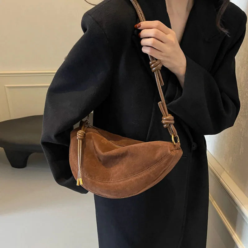 Women suede hobo bag