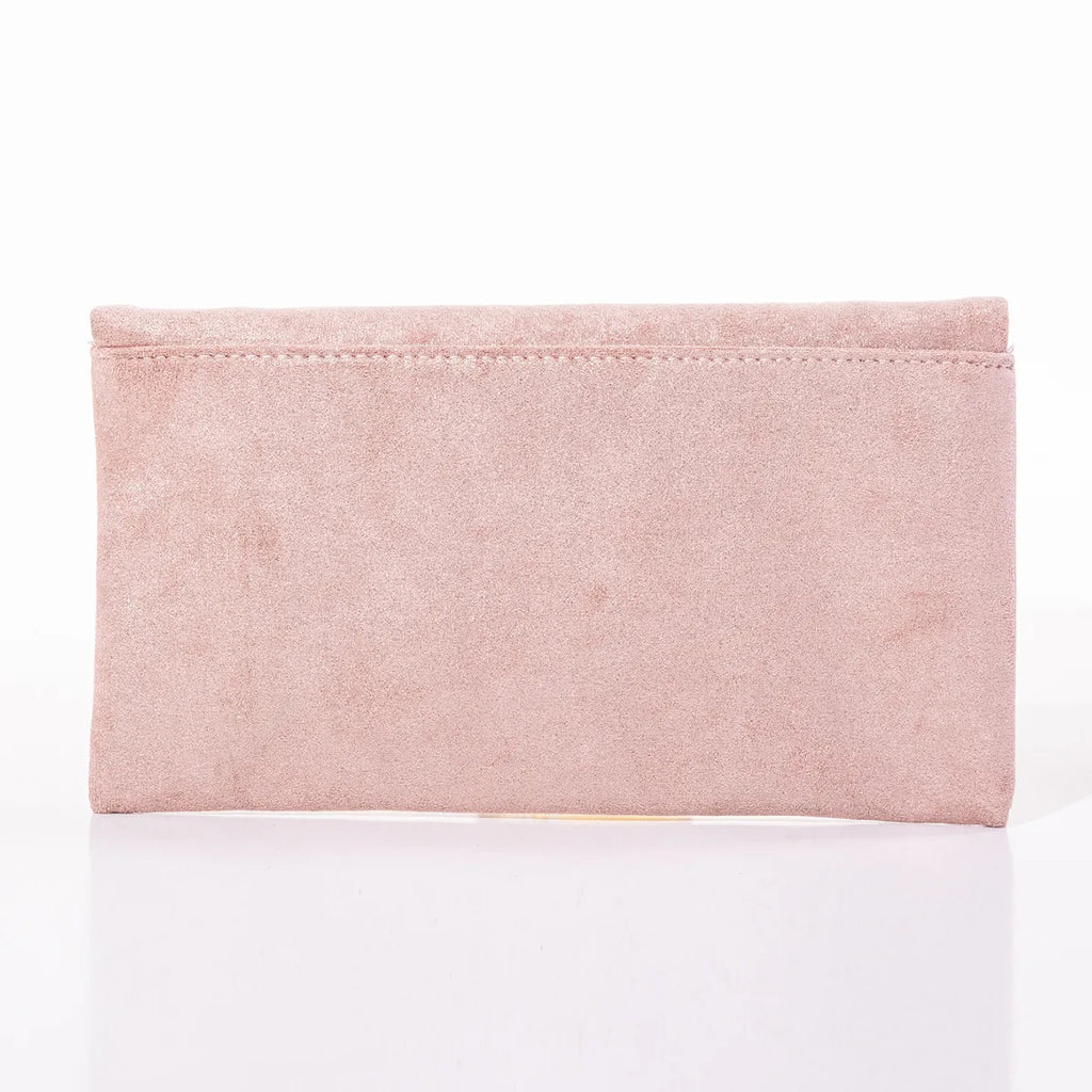 Suede clutch purse with envelope flap