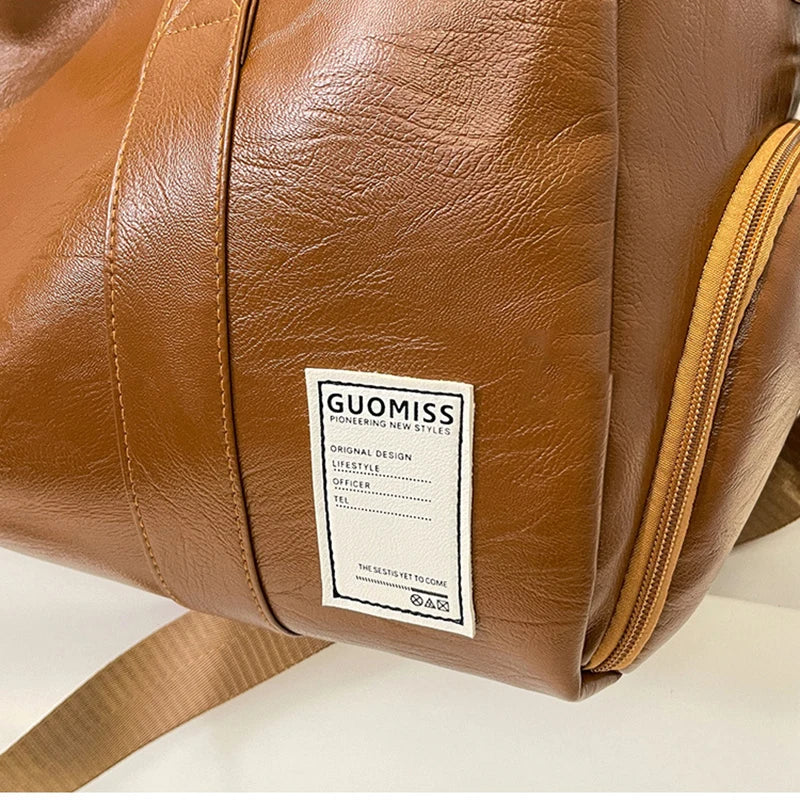 Slim leather duffle bag