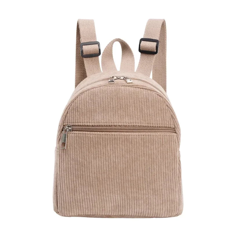 Mini corduroy backpack with adjustable straps