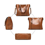 Large leather tote bag with zipper