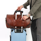 Carry-on size leather weekender duffle bag