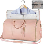 Foldable women's travel leather duffle bag