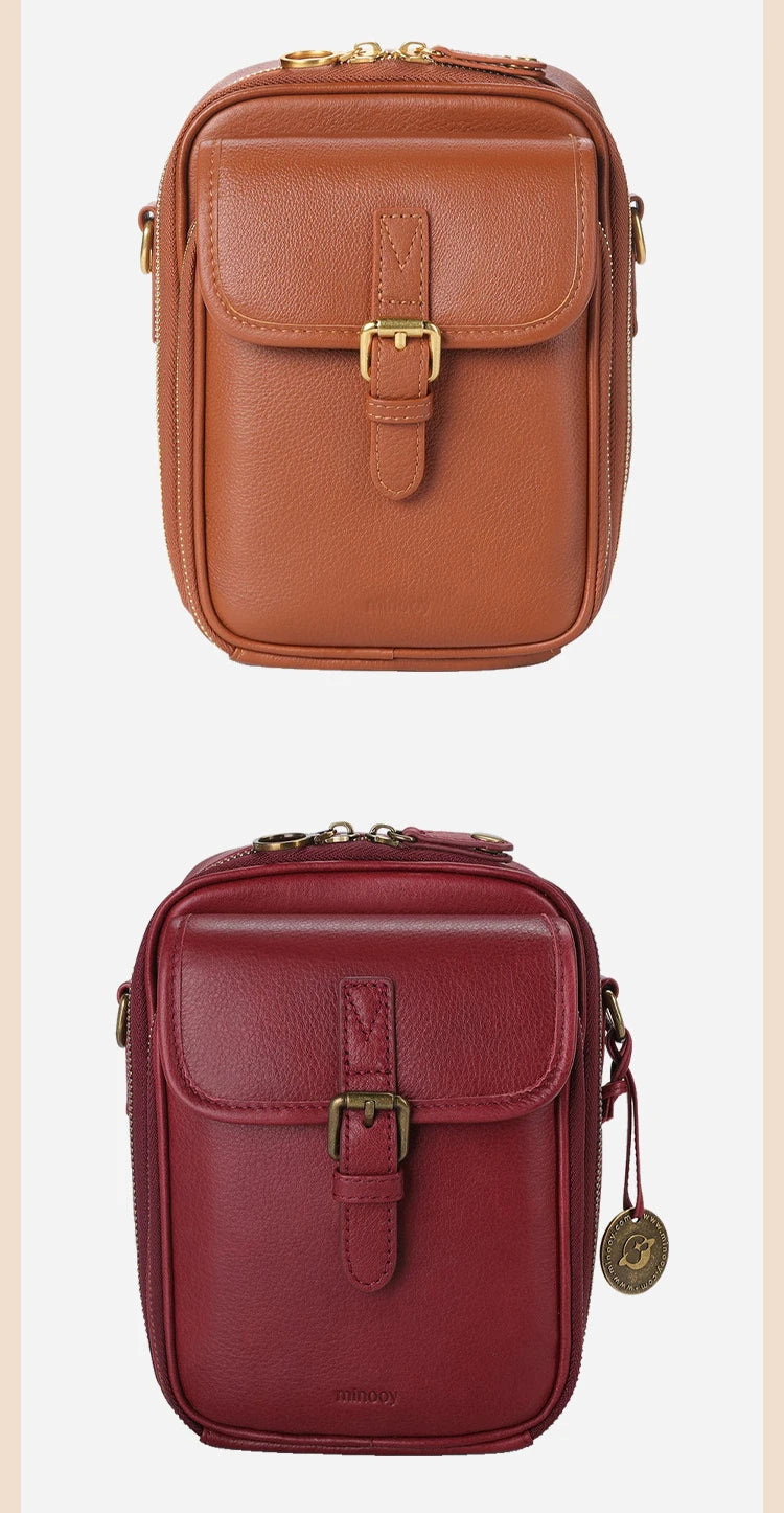Structured small leather crossbody bag