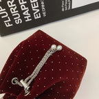 Corduroy handbag with chain strap