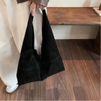 Slouch-style suede handbag