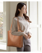 Structured leather tote bag