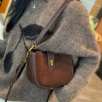 Retro suede shoulder bag