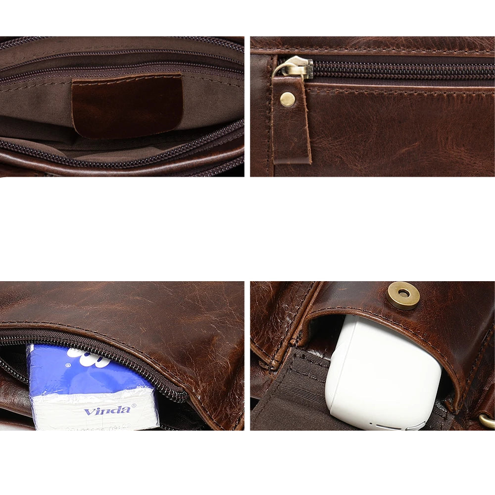 Dual-pocket leather fanny pack