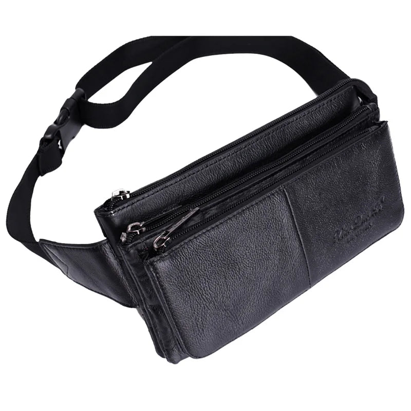 Wide-strap leather bum bag