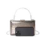 Leather handbag with structured silhouette