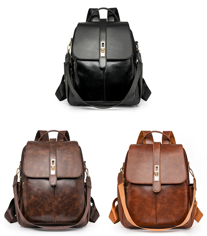 Leather flap satchel