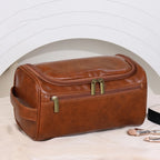 Large leather toiletry pouch