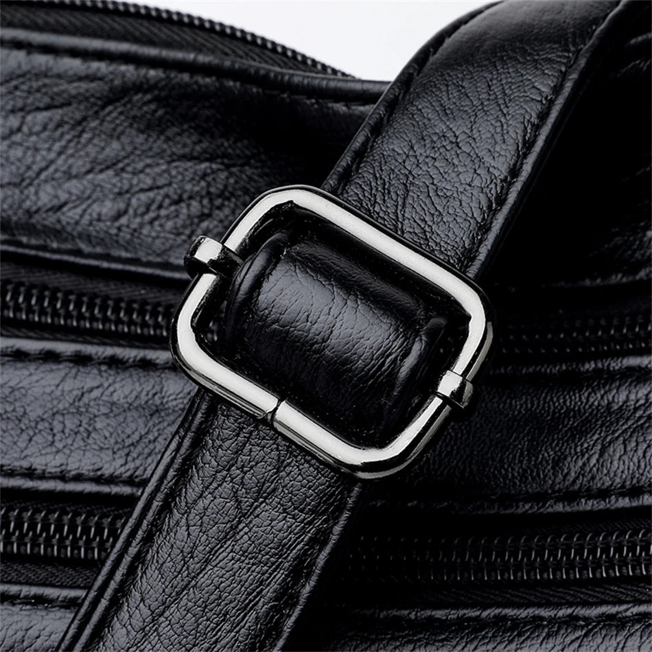 Leather shoulder bag with adjustable strap