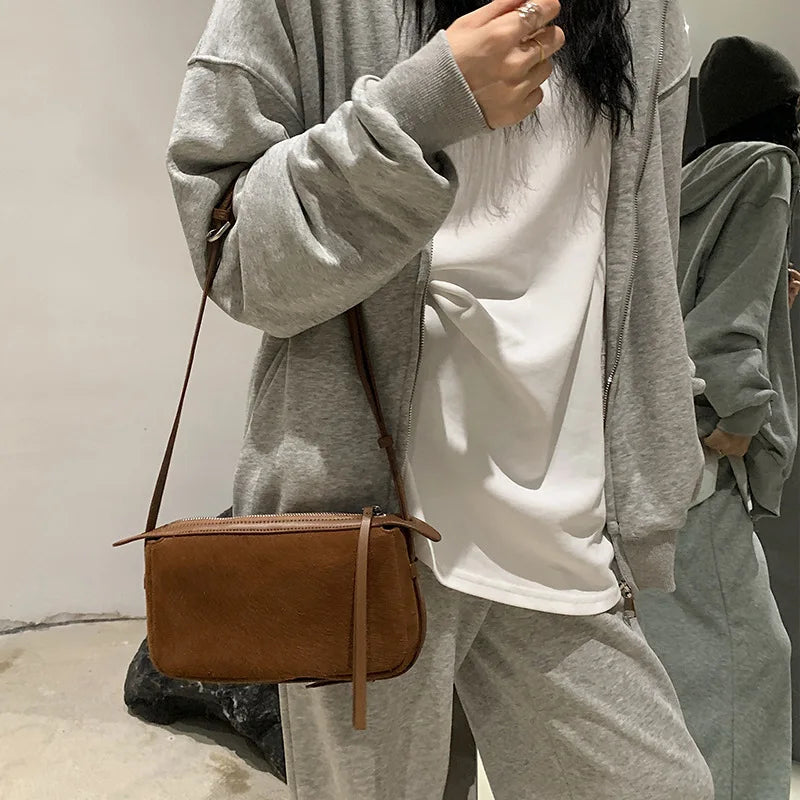 Suede shoulder purse
