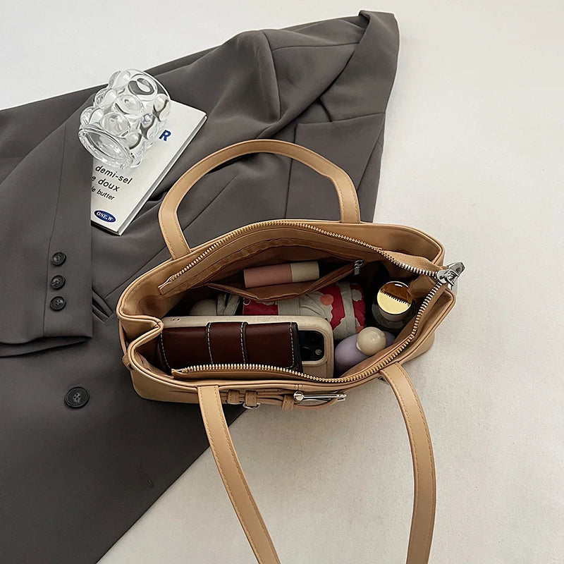 Soft-touch leather shoulder bag