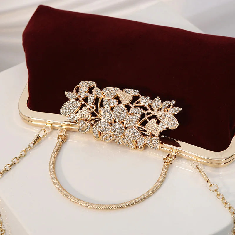 Corduroy clutch bag with decorative closure