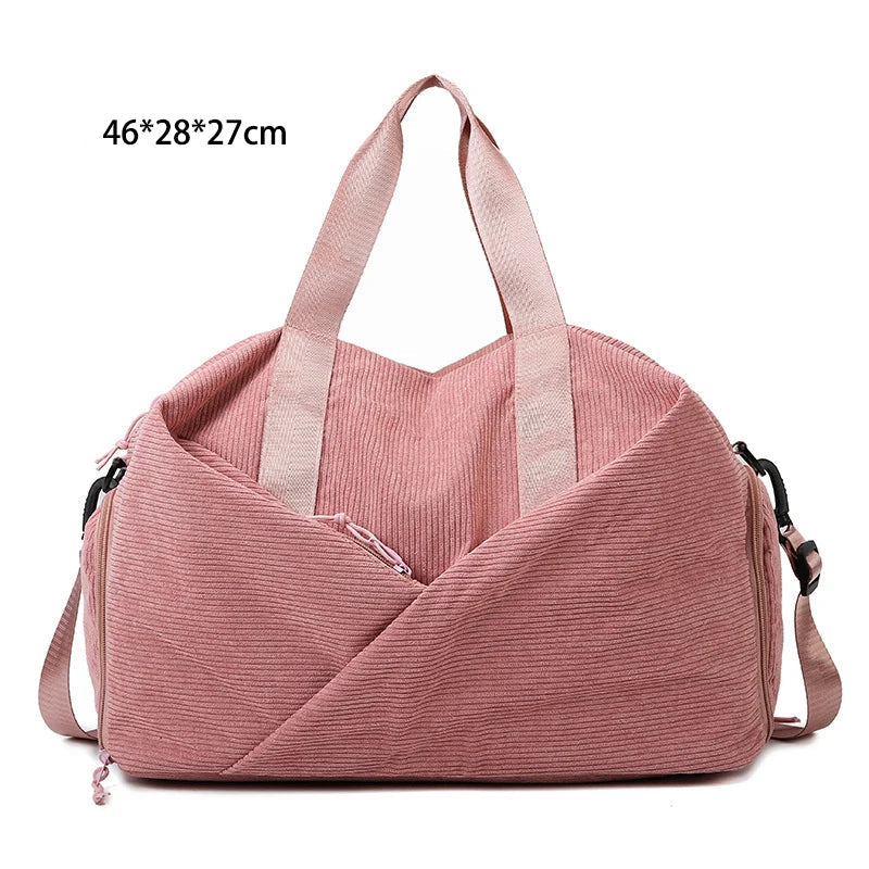 Corduroy sports gym bag with shoe pocket