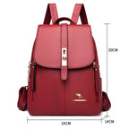 Black convertible leather backpack for women