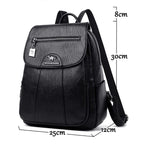 Black leather backpack for women