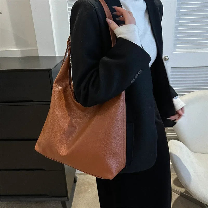 Oversized leather tote bag