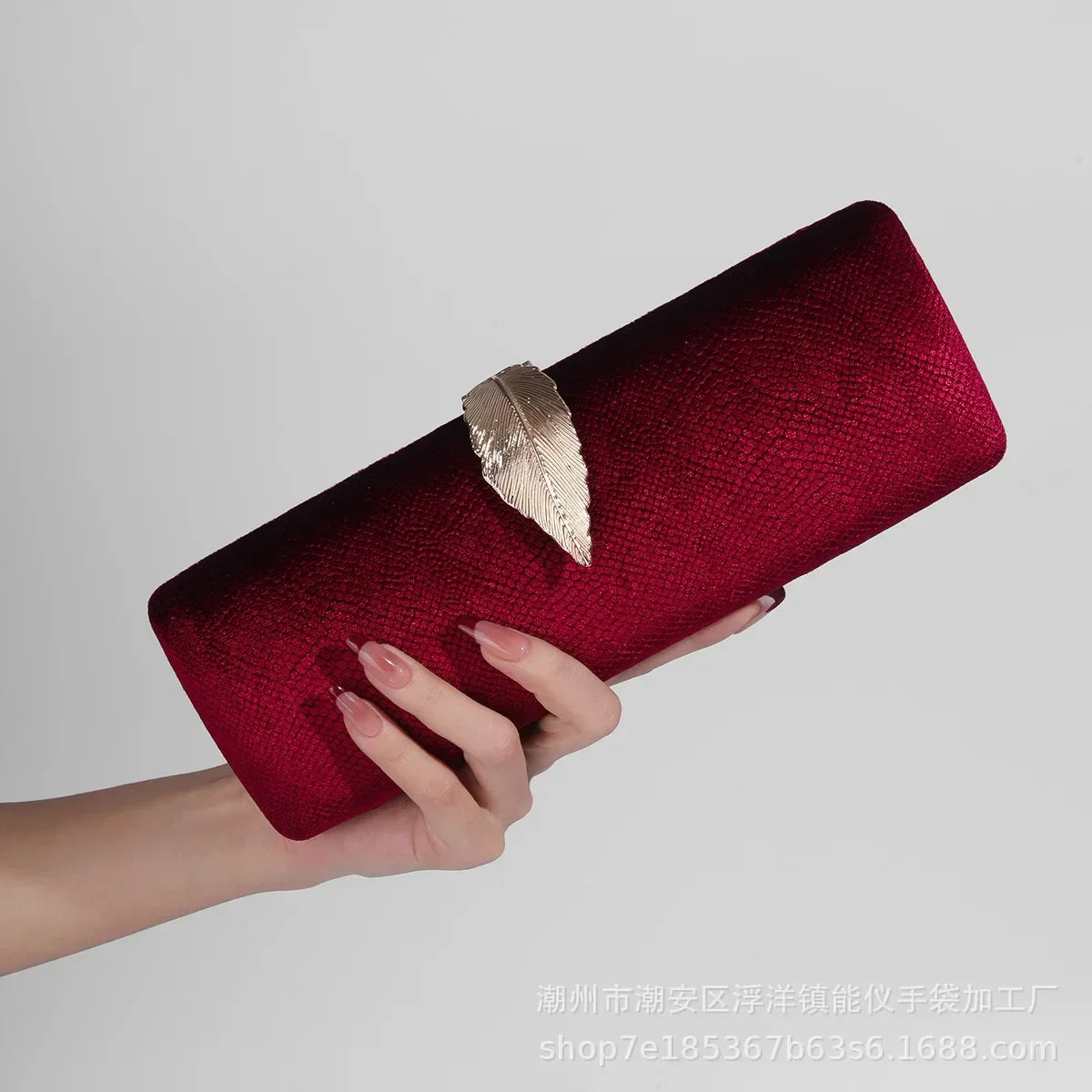 Corduroy clutch bag with cute closure