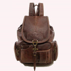 Vintage dark brown leather backpack