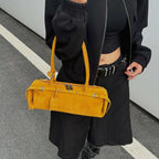 Rectangular suede handbag