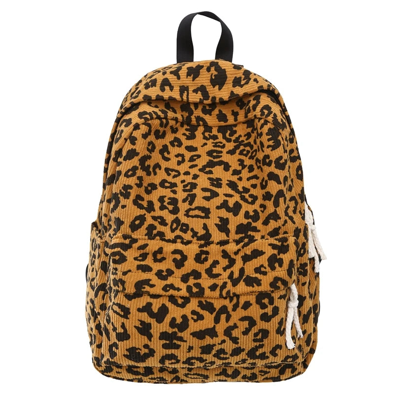 Leopard corduroy backpack