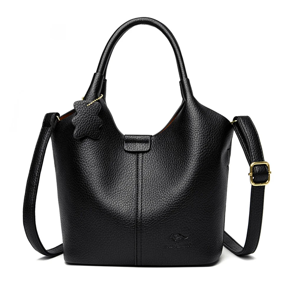 Leather shoulder handbag