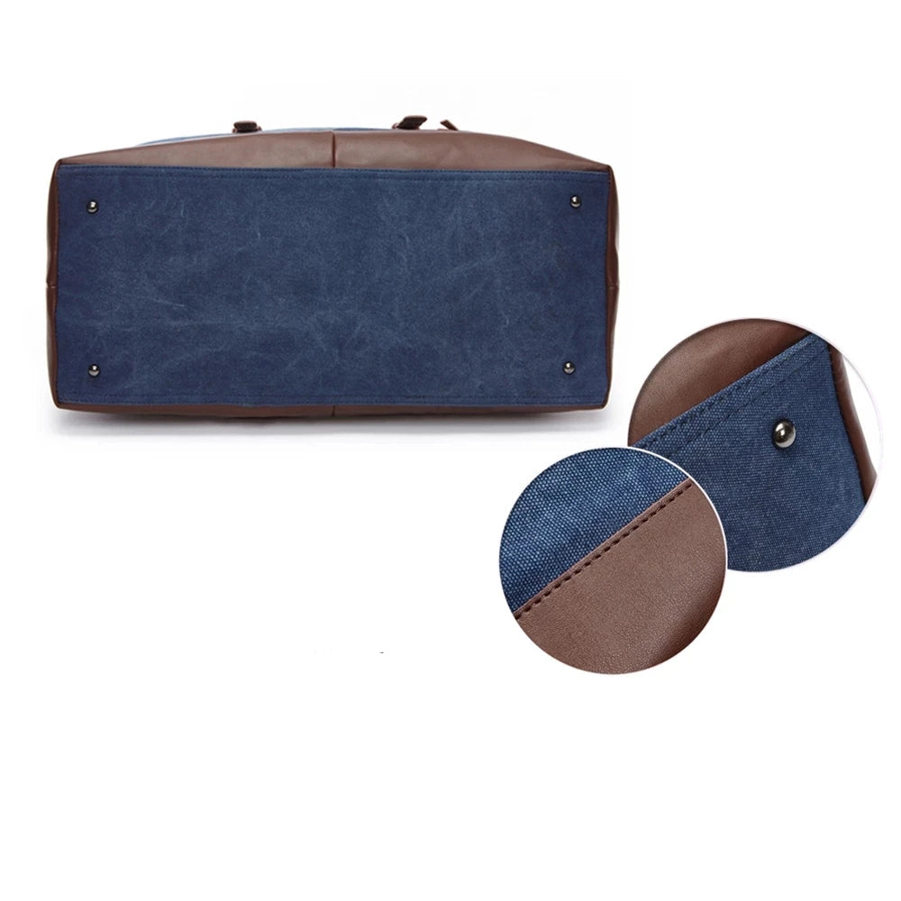 Leather men travel weekender bag