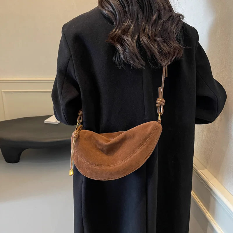 Women suede hobo bag