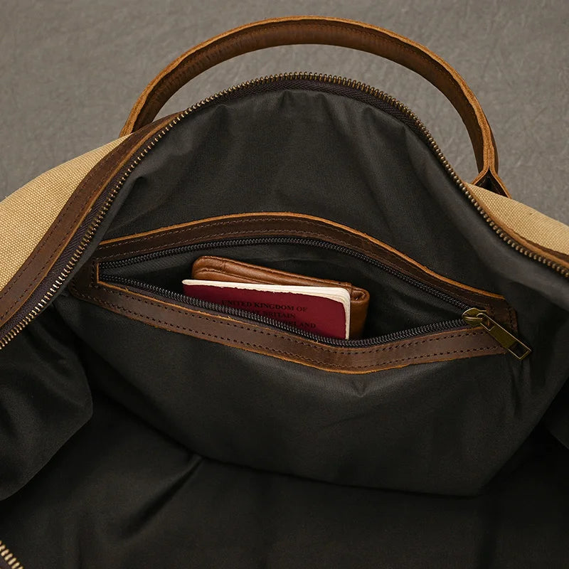 Soft leather overnight duffle bag