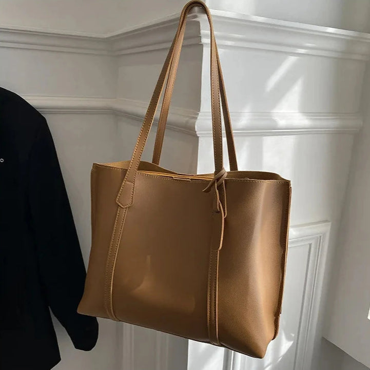 Trendy soft leather tote bag