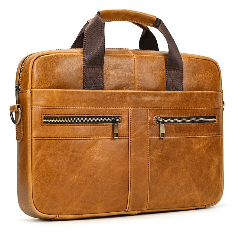 Structured leather laptop case