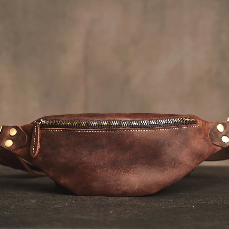 Streetwear-style leather bum bag