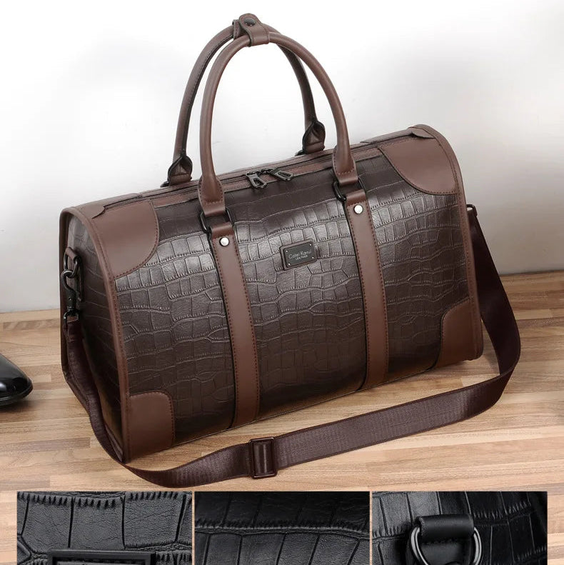 Unisex leather duffle bag