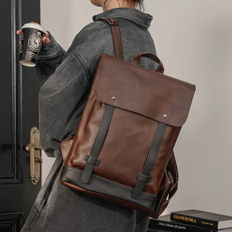 Retro men's  leather backpack