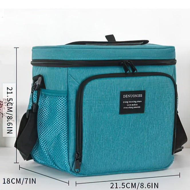 Navy blue insulated shoulder cooler bag