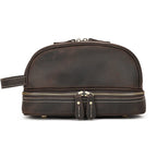 Leather cosmetic and toiletry bag