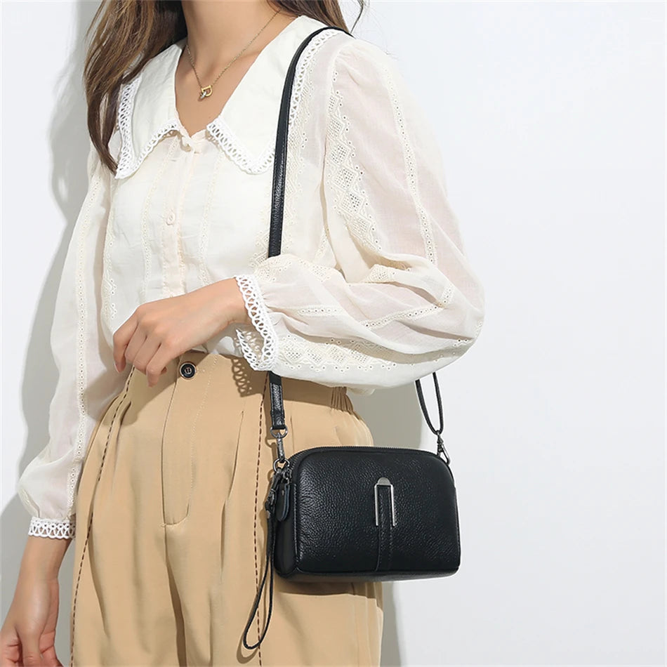 Lightweight leather sling bag