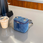 Retro chain strap denim shoulder handbag
