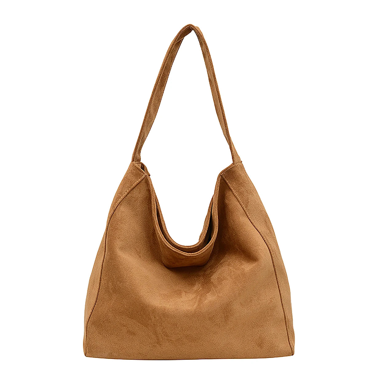 Suede slouch bag with relaxed boho silhouette