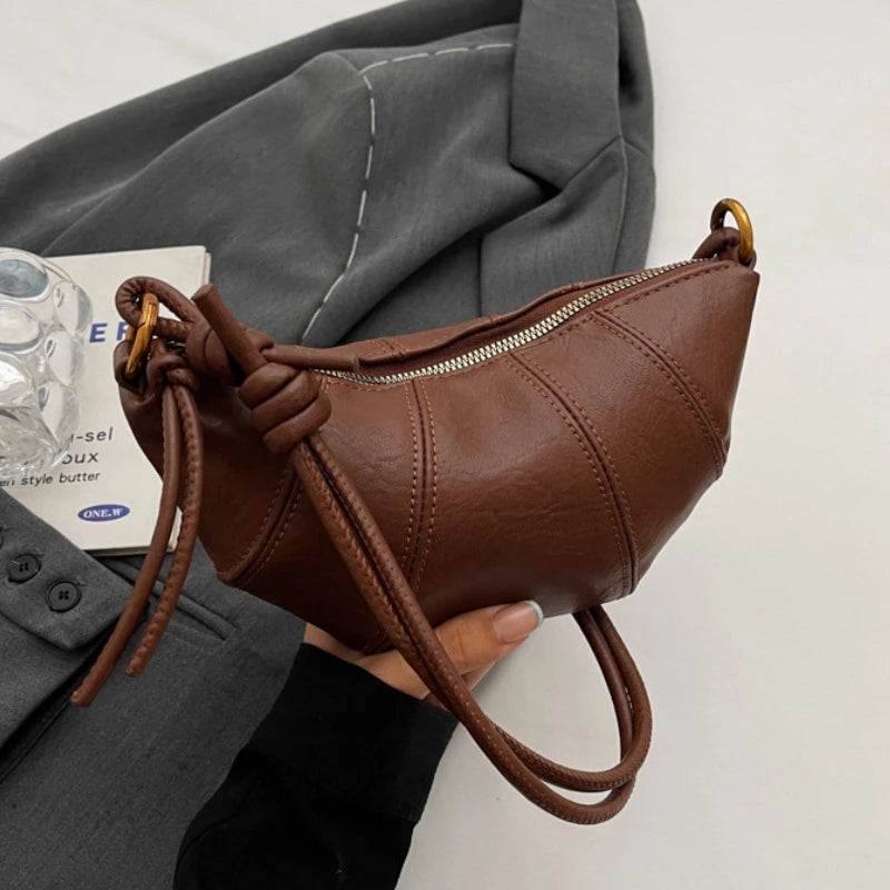Crescent leather hobo bag